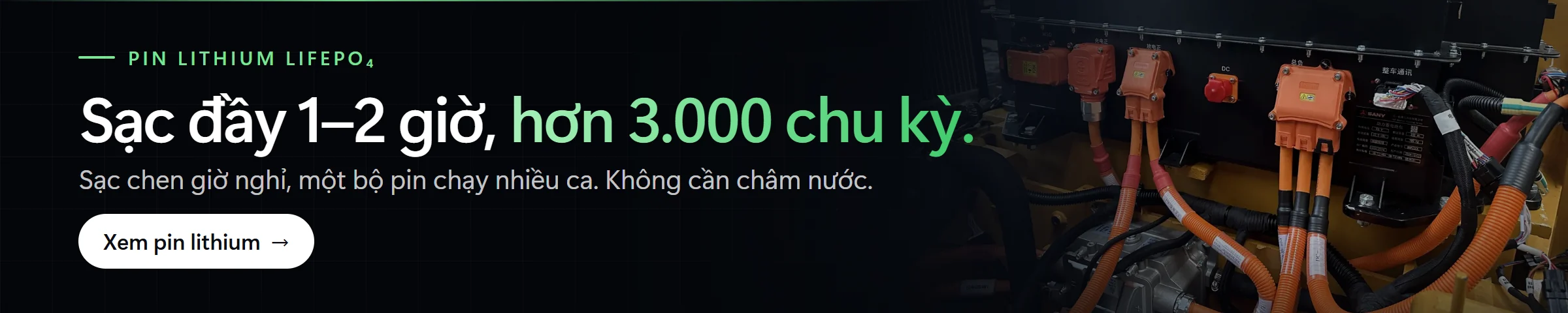 Pin lithium sạc đầy 1–2 giờ