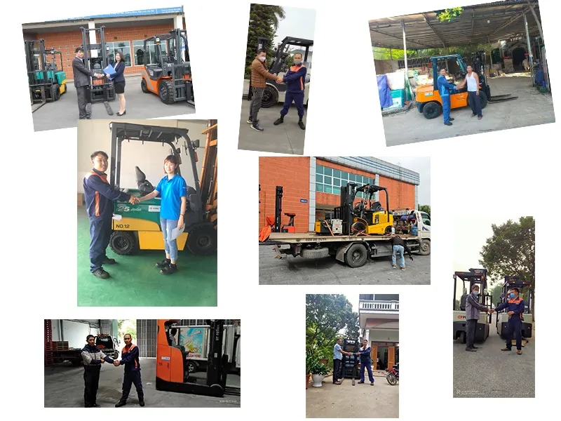 Khách hàng nhận xe nâng cũ tại kho TFV Hà Nội