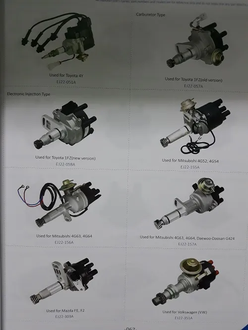 Bộ chia điện xe nâng động cơ xăng-ga Toyota 4Y kiểu chế hoà khí và kiểu phun xăng điện tử