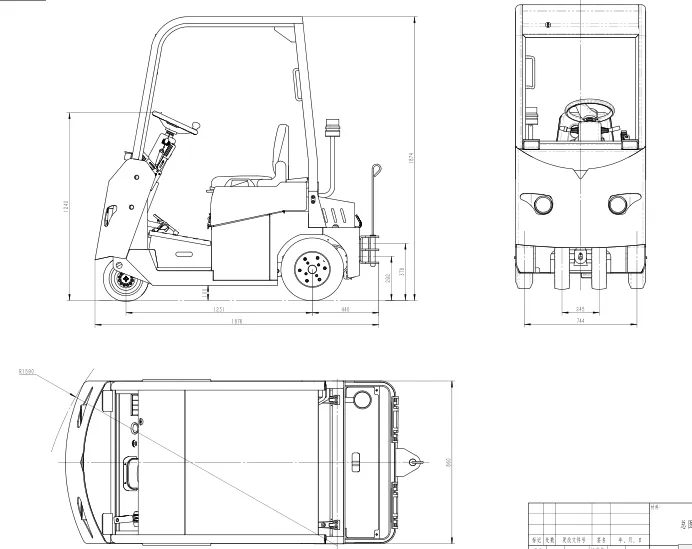 Xe kéo điện Zowell XTA40 — bản vẽ kích thước bản cabin