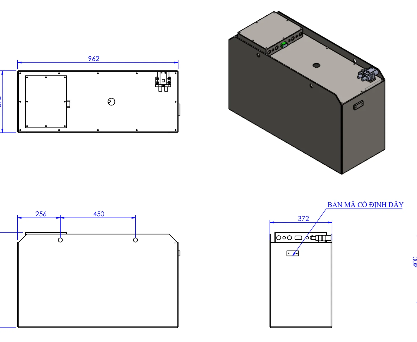 Bản vẽ kỹ thuật pin lithium xe nâng 51,2V 304Ah · cell EVE