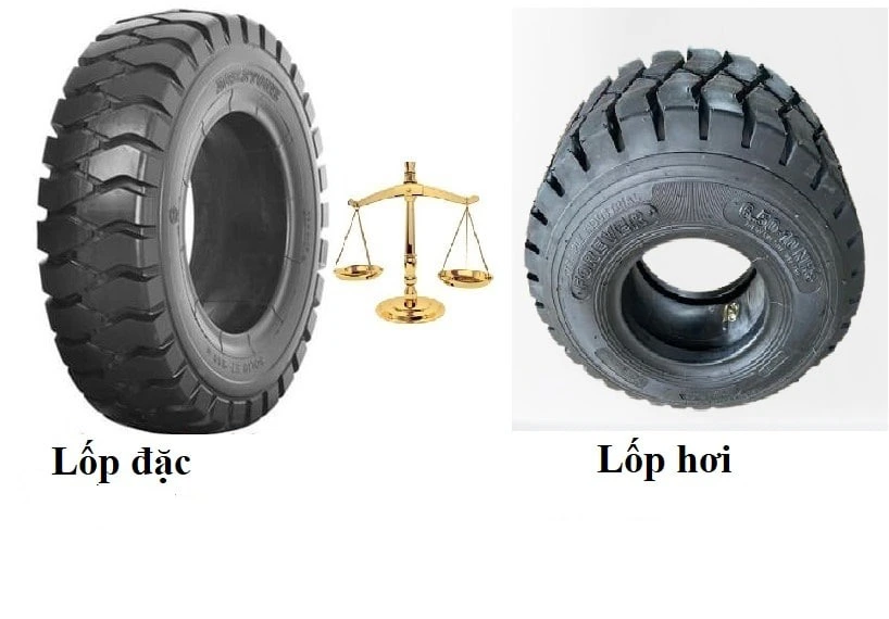 Sự khác nhau giữa lốp đặc và lốp hơi trên xe nâng
