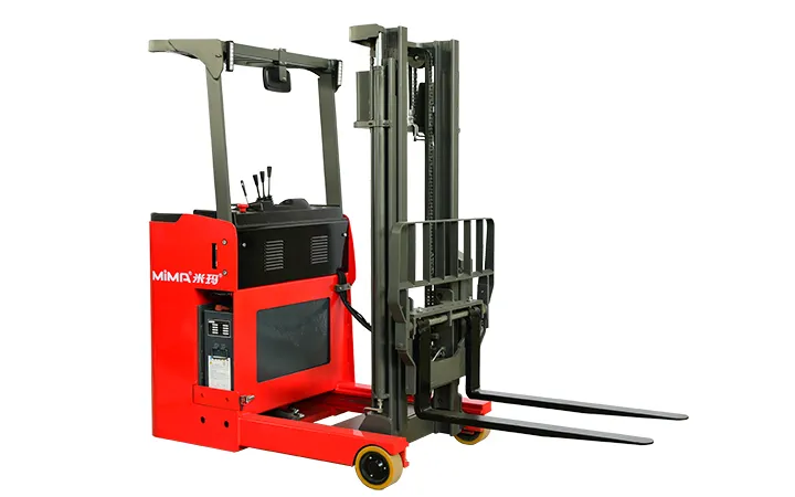 Xe nâng reach truck MiMA MF15 nhìn ngang, khoang pin