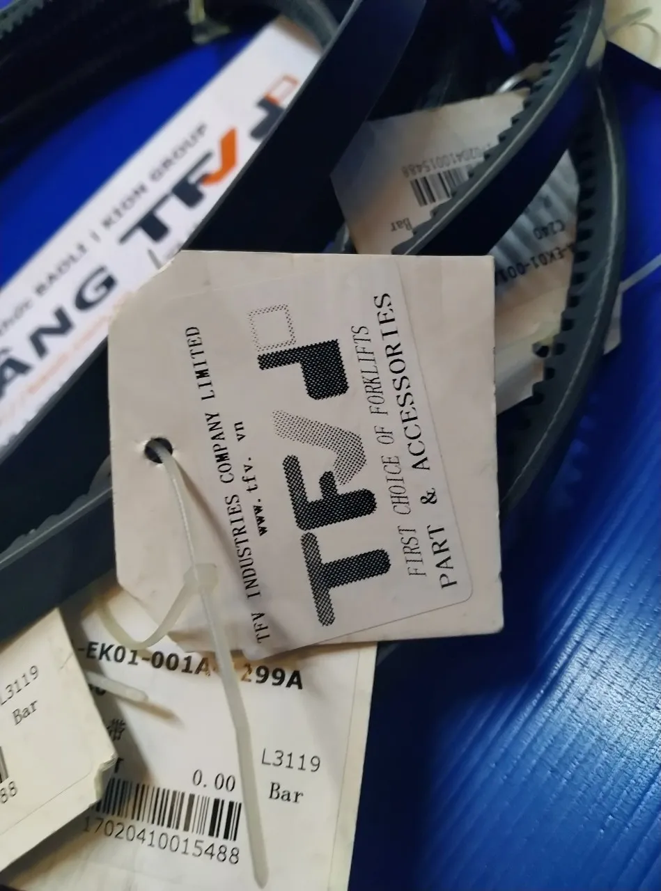 Tem mã A-EK01-001A-1299A trên dây curoa quạt C240