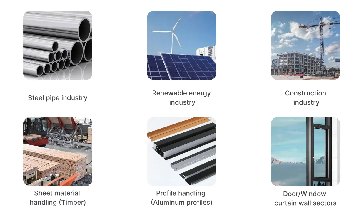 Xe nâng đa hướng MiMA MQC80 — ngành ứng dụng theo catalog hãng