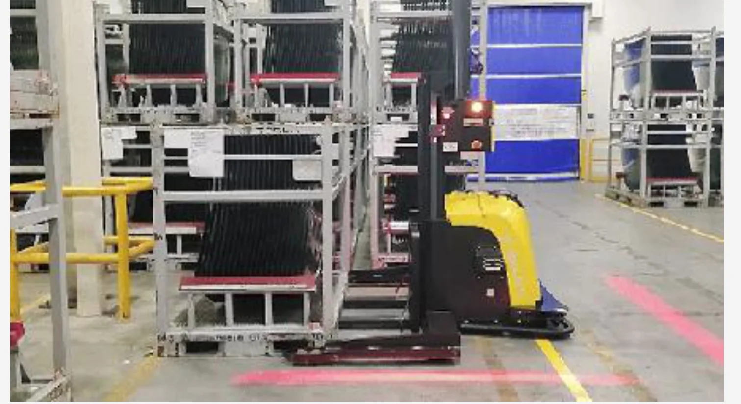 Xe nâng stacker tự động Sany xếp giá kính ô tô