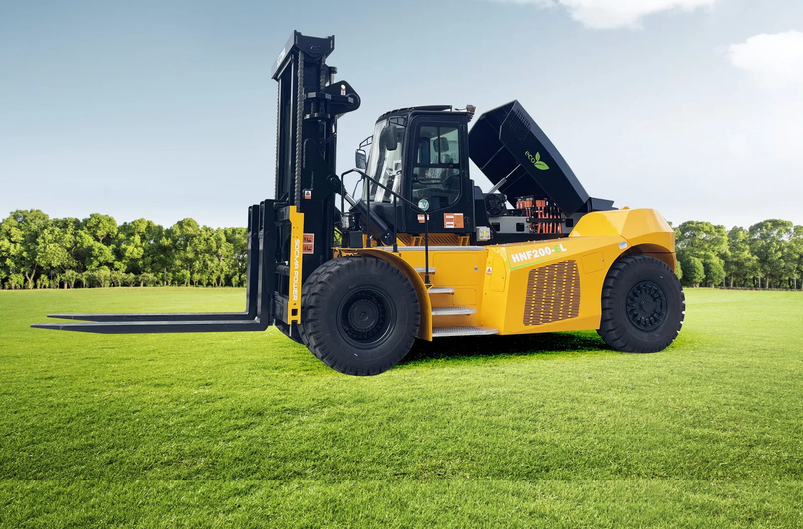 Xe nâng điện SOCMA HNF200-EL mở nắp khoang pin
