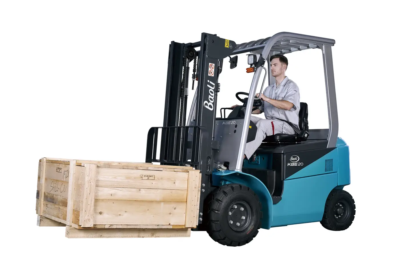Xe nâng điện Baoli KBE20-25 nâng thùng gỗ