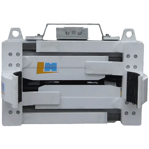 Kẹp thùng phuy Drum Clamp Longhe nhìn chính diện với hai má kẹp lót đệm
