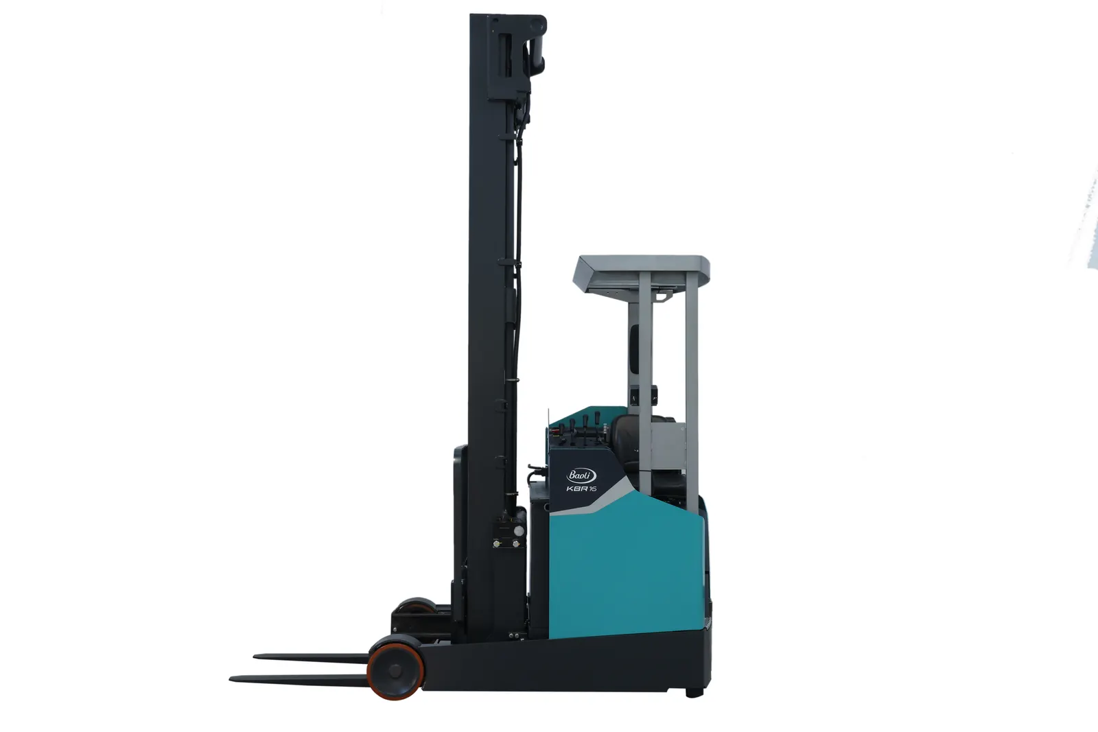 Xe nâng reach truck Baoli KBR16-20 nhìn ngang, chân đỡ và khung vươn