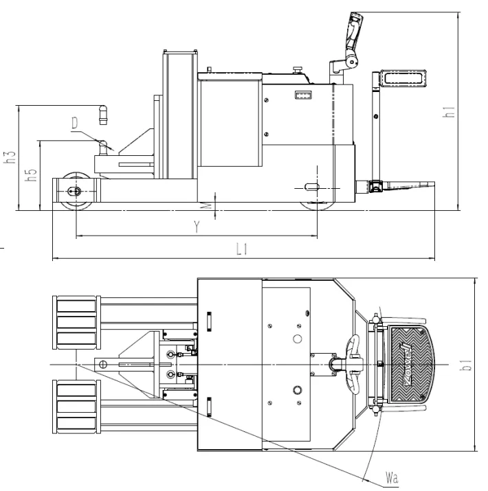 Xe kéo điện Zowell XTB200A: thân 2.707 × 1.220 mm, quay vòng 3.881 mm