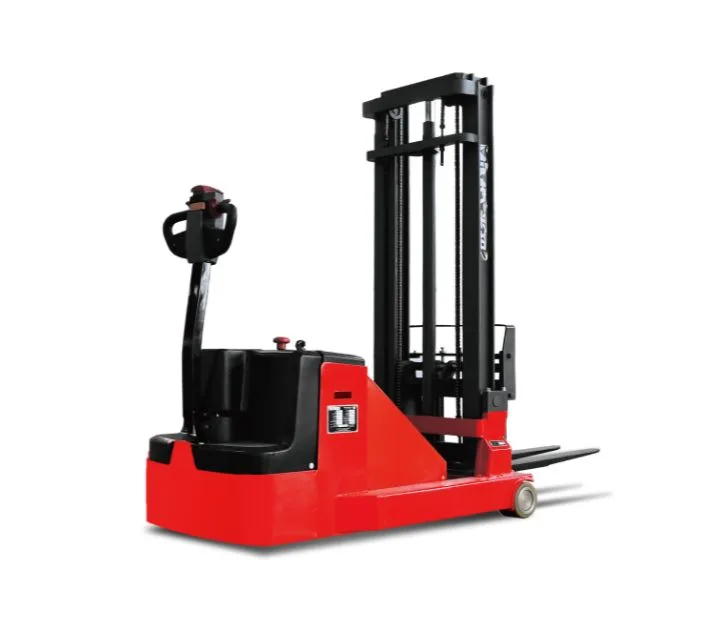 Xe nâng stacker MiMA MBB16 — nhìn chéo sau bên trái