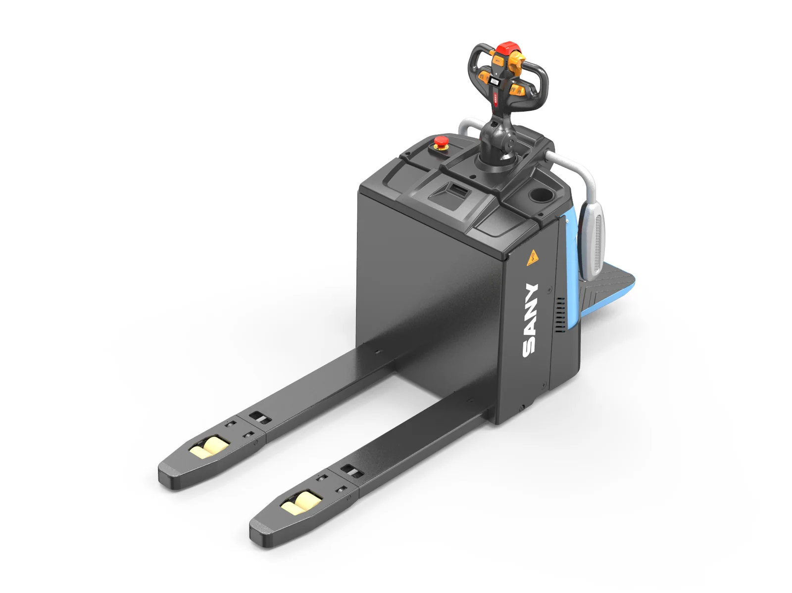 Xe nâng tay điện Sany SCB30A6 — nhìn chéo phía càng