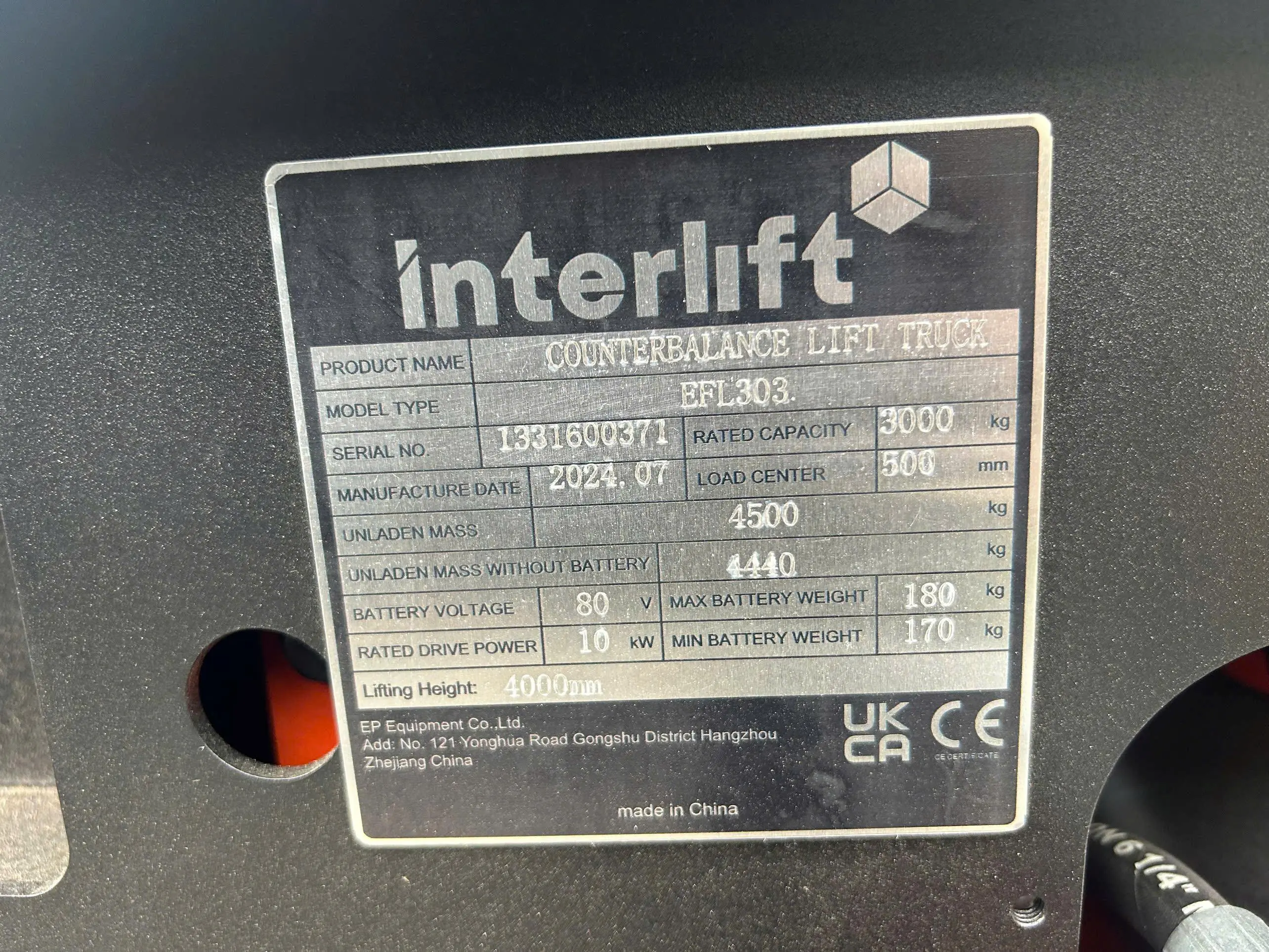 Xe nâng điện Interlift EFL303 3 tấn nâng cao 4m sản xuất 2024 mới 100%. Mã XM.B30EPS40.00749