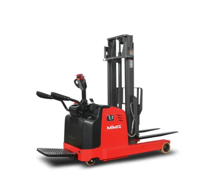 Xe nâng reach stacker MiMA MFA bàn đứng và tay vịn gập