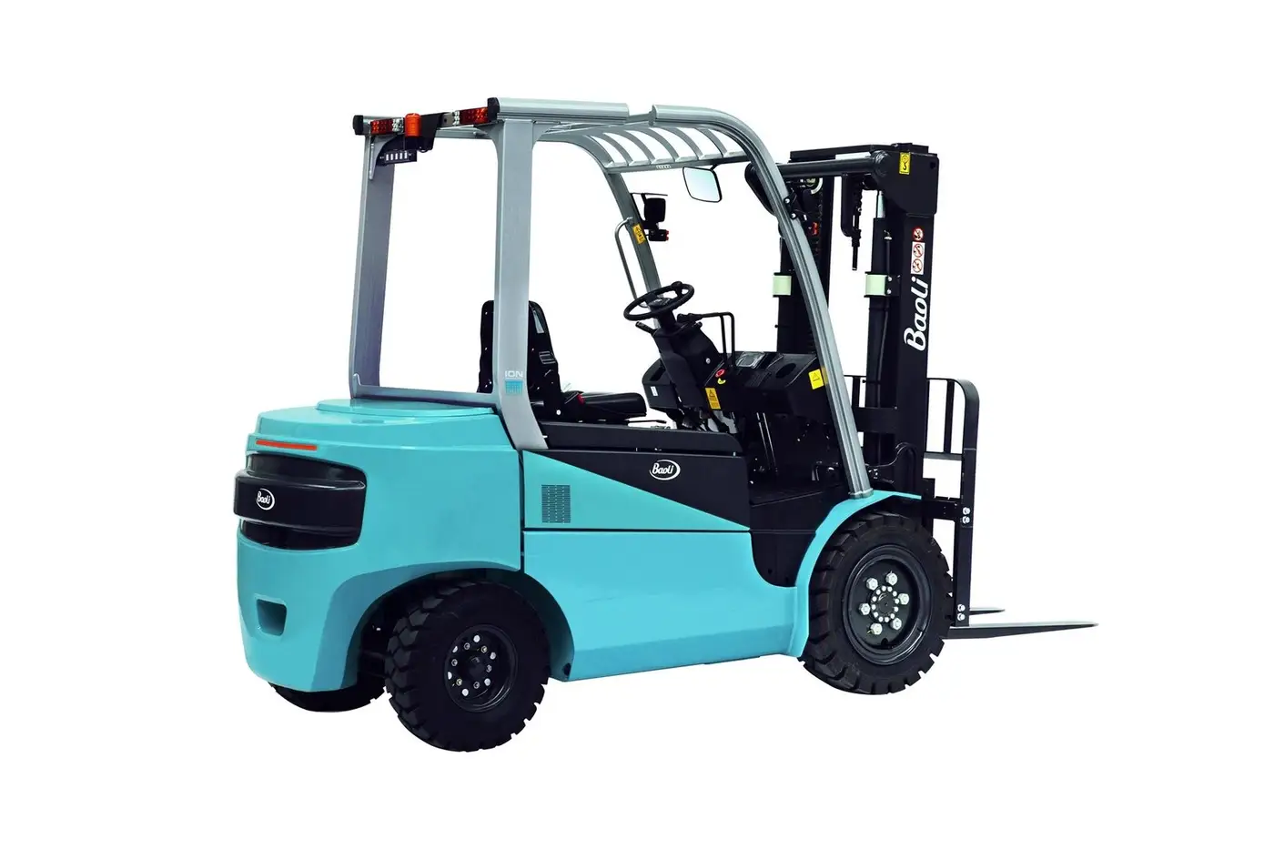 Xe nâng điện Baoli KBE35-Li-01 — nhìn chéo phía sau bên trái