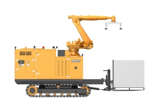 Tay máy robot Sany gập về vị trí nghỉ