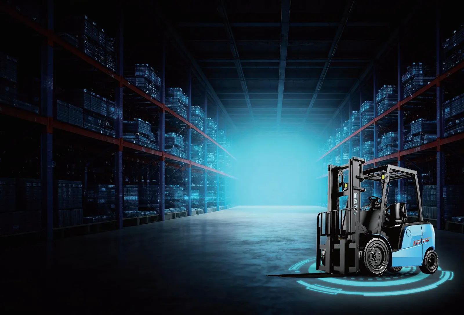 Xe nâng điện Sany SCP40F7 trong nhà kho