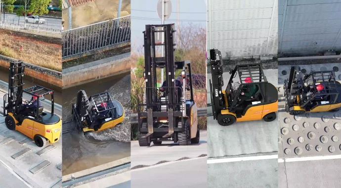 Xe nâng điện Sany SCP40C7 — dòng C7 chạy thử dốc, lội nước