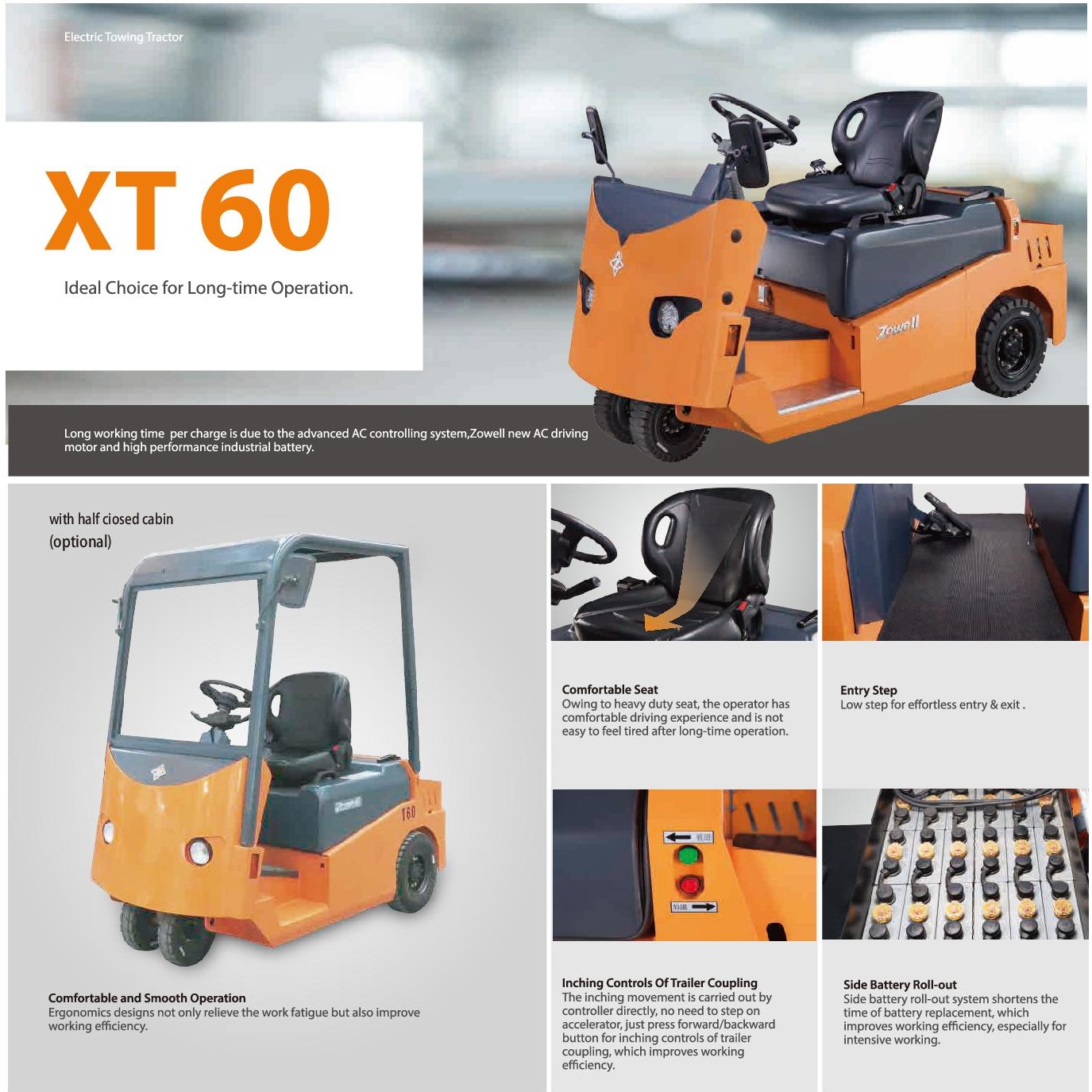 Xe kéo hàng điện Zowell XTH60 — tải trọng 6.000 kg — ảnh nhà sản xuất