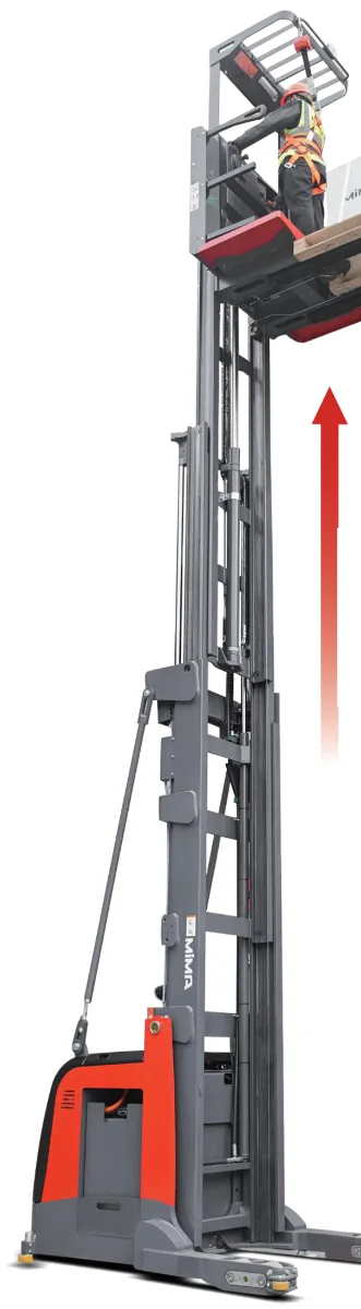 Xe nâng lấy hàng MiMA 1MH13U-H nâng người lái lên cao lấy hàng