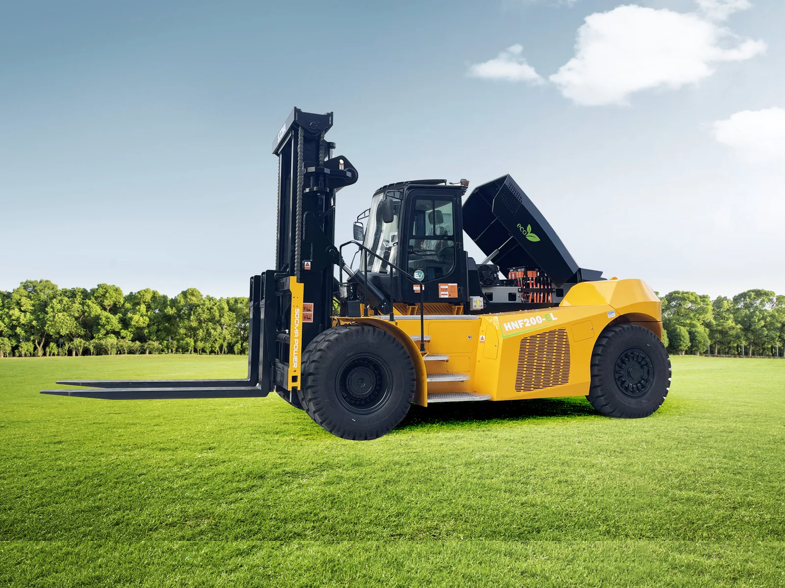 Khoang pin mở nắp trên xe nâng điện SOCMA dòng HNF-EL