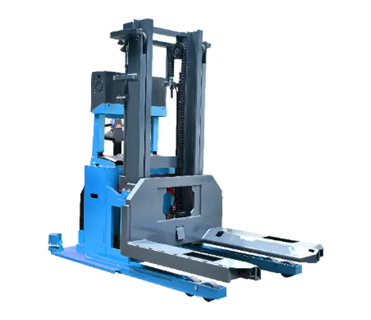 Nhận pallet: chịu lệch ±100 mm và ±10° — Xe nâng stacker tự động Sany 3 tấn
